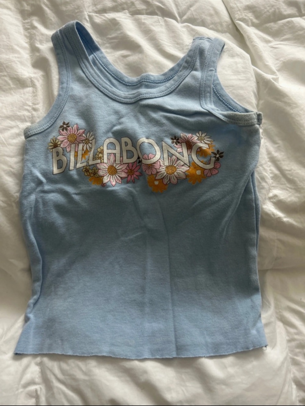Billabong Light Blue Floral Logo Tank Top
